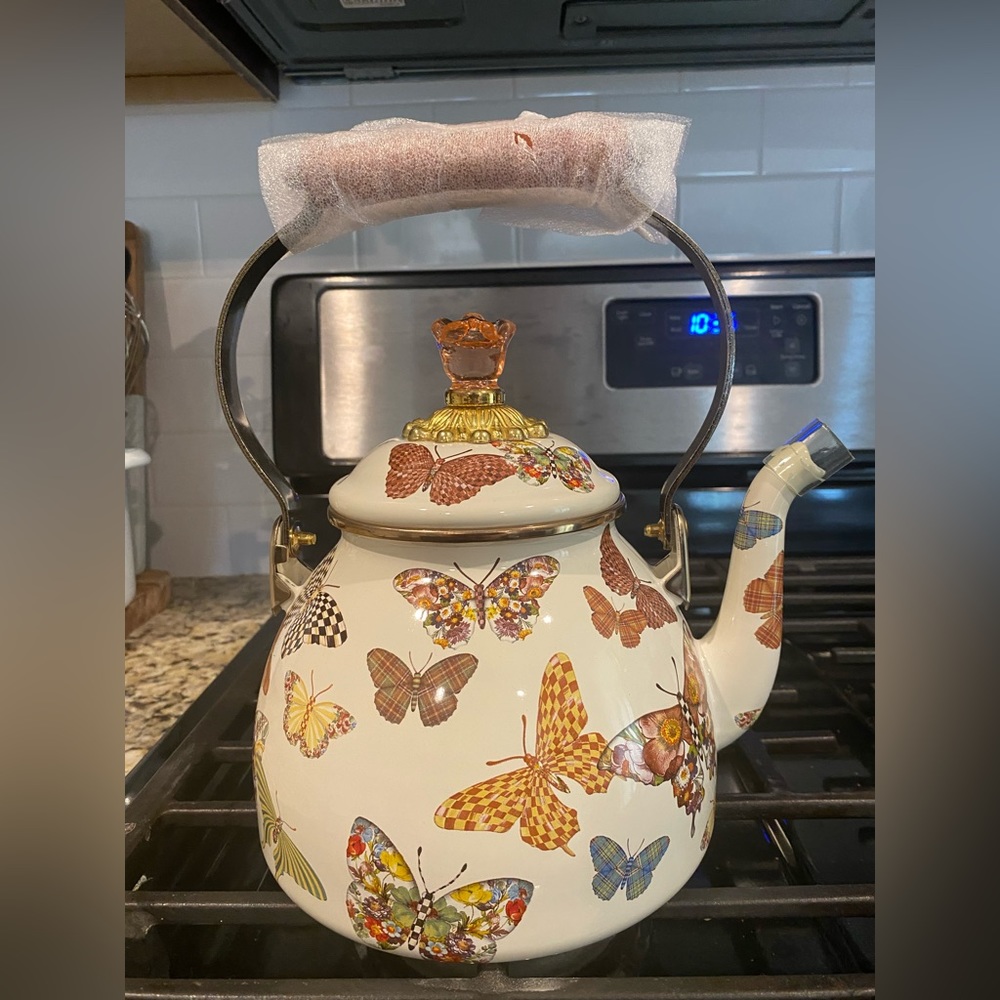 Mackenzie Childs Butterfly Garden Tea Kettle 2 Quart